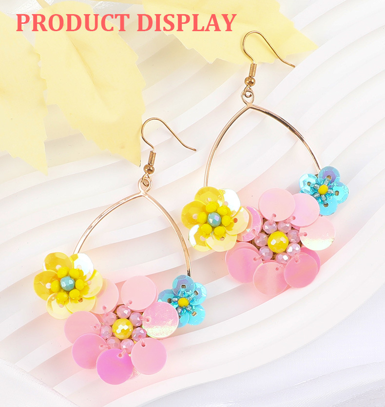 1 Pair Sweet Flower Arylic Glass Drop Earrings display picture 3