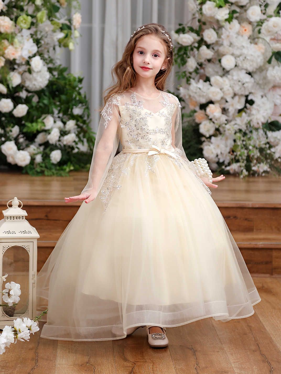 Vestidos para niños 2025 nuevo vestido de princesa para niñas dulce estilo occidental niña esponjosa traje de piano para niñas