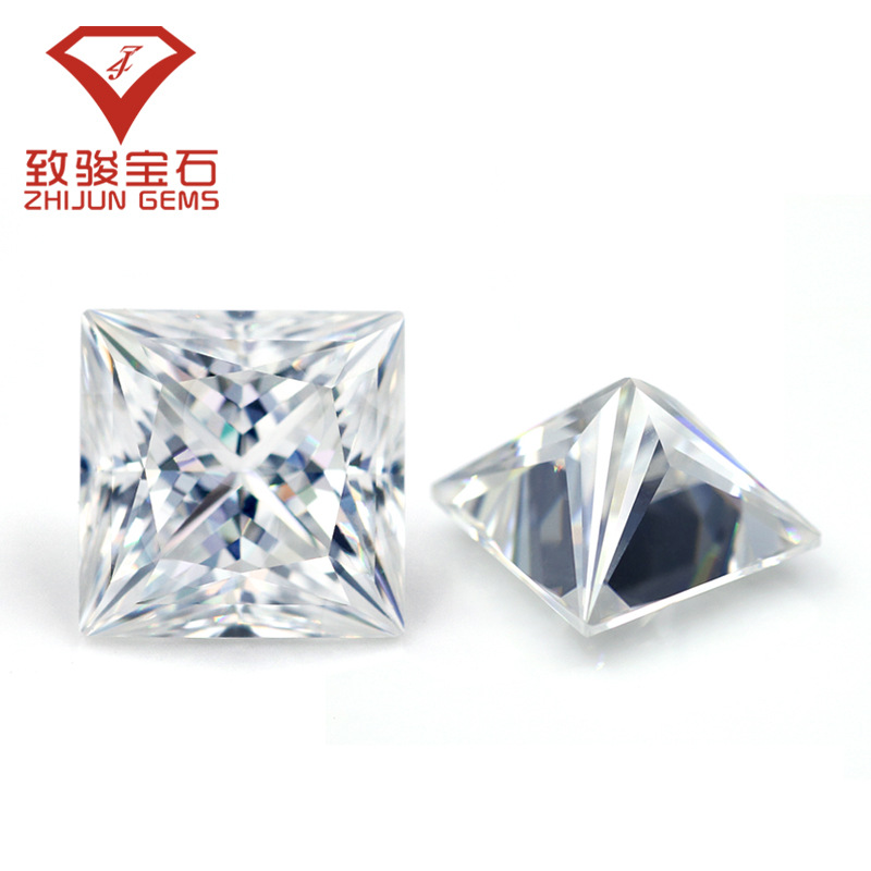 D Color Princess Cut Moissanite Loose Stone Square Cabochon Right Angle Moissanite Synthetic Carbon Silicon Stone Loose Stone White Princess Cut