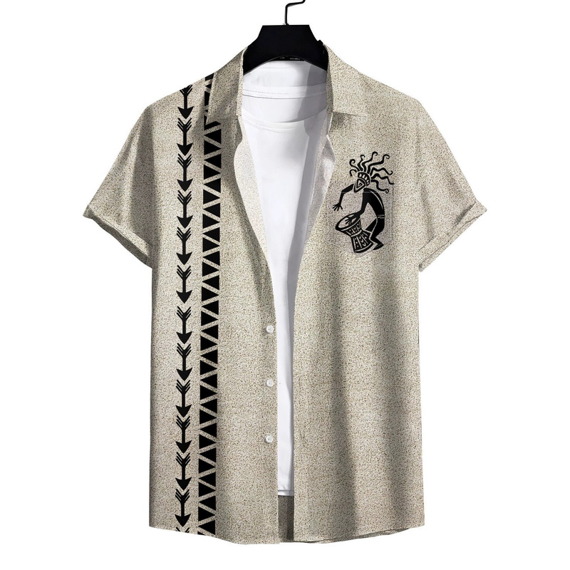 Men's Hawaiian Koko Peli Vintage Tribal Print Short Sleeve Geometric Arrow Loose Vacation Beach Shirt Men's Hawaiian Koko Peli Vintage Tribal Print Short Sleeve Geometric Arrow Loose Vacation Beach Shirt