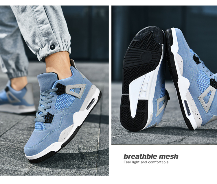 Giày thể thao nam AJ4 phong cách đường phố, sneaker unisex dễ phối đồ — AJ4 đen xám chi tiết 40