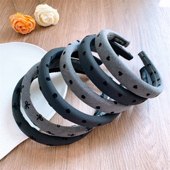 黑灰色氣質波點愛心蝴蝶結髮箍女高顱頂壓發頭箍洗臉發捆發卡頭飾