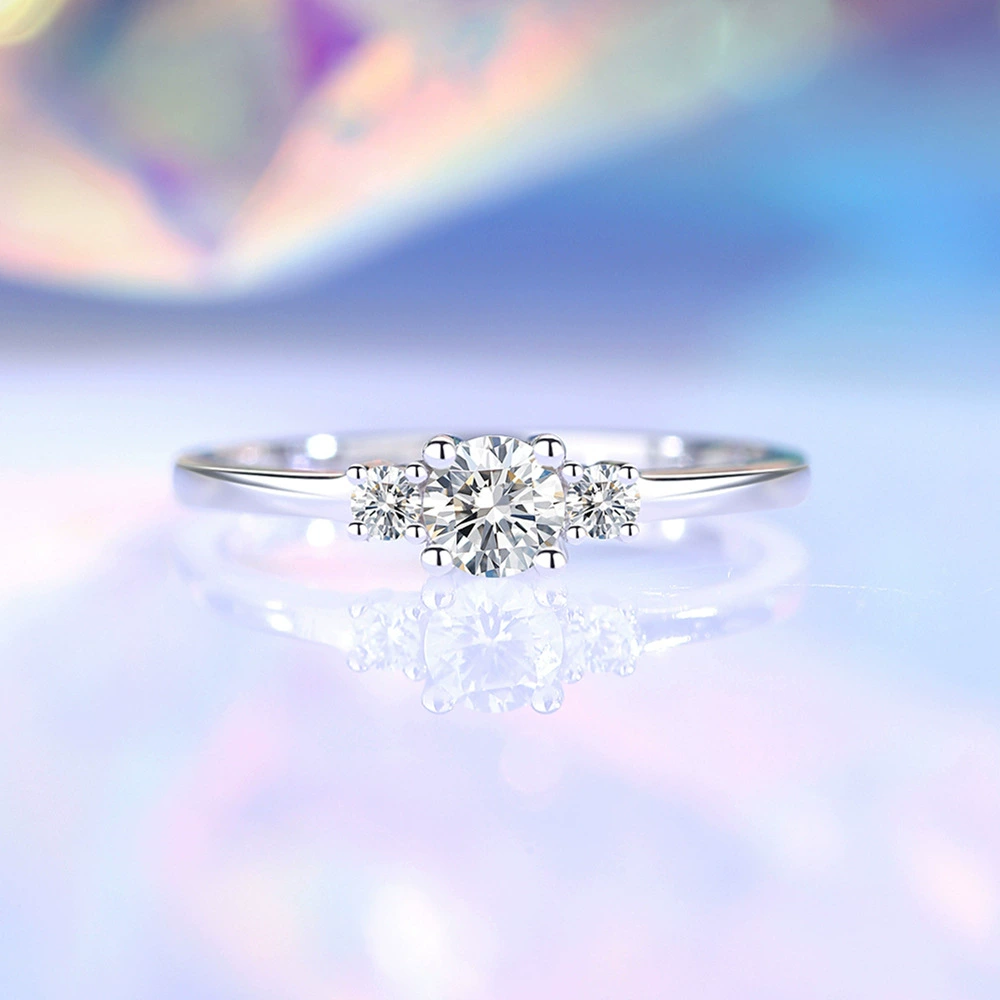 Кольцо с moissanite 30 карат D цвет с четырьмя зажимами для женщин, серебро S925, ниша, универсальное обручальное кольцо, блестящее роскошество, серебряное украшение оптом