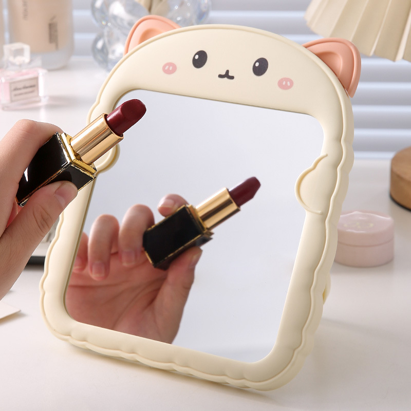 Espejo de maquillaje encantador para el hogar colgado en la pared, espejo de vestir para niños, espejo de escritorio para estudiantes de plástico plegable grande