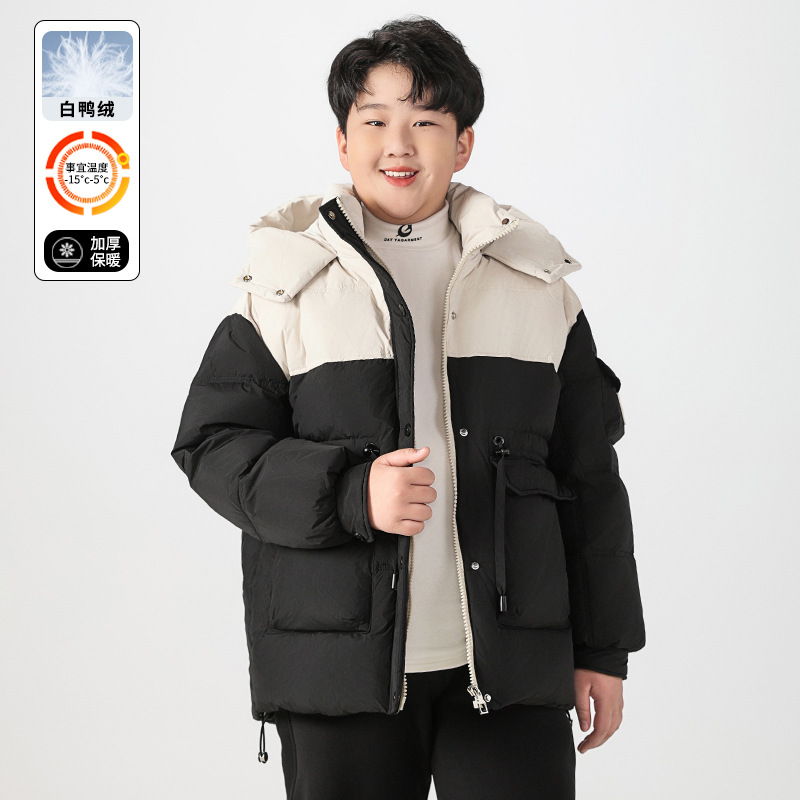 清仓胖男童加厚羽绒服中大童大码童装秋冬装青少年初高中学生装