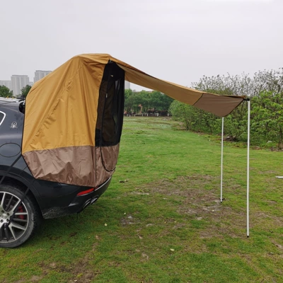 Trunk Side Outdoor Camping – Avtomobil dam çadırları - brown-rear-tent-with-iron-rods-2-3-people