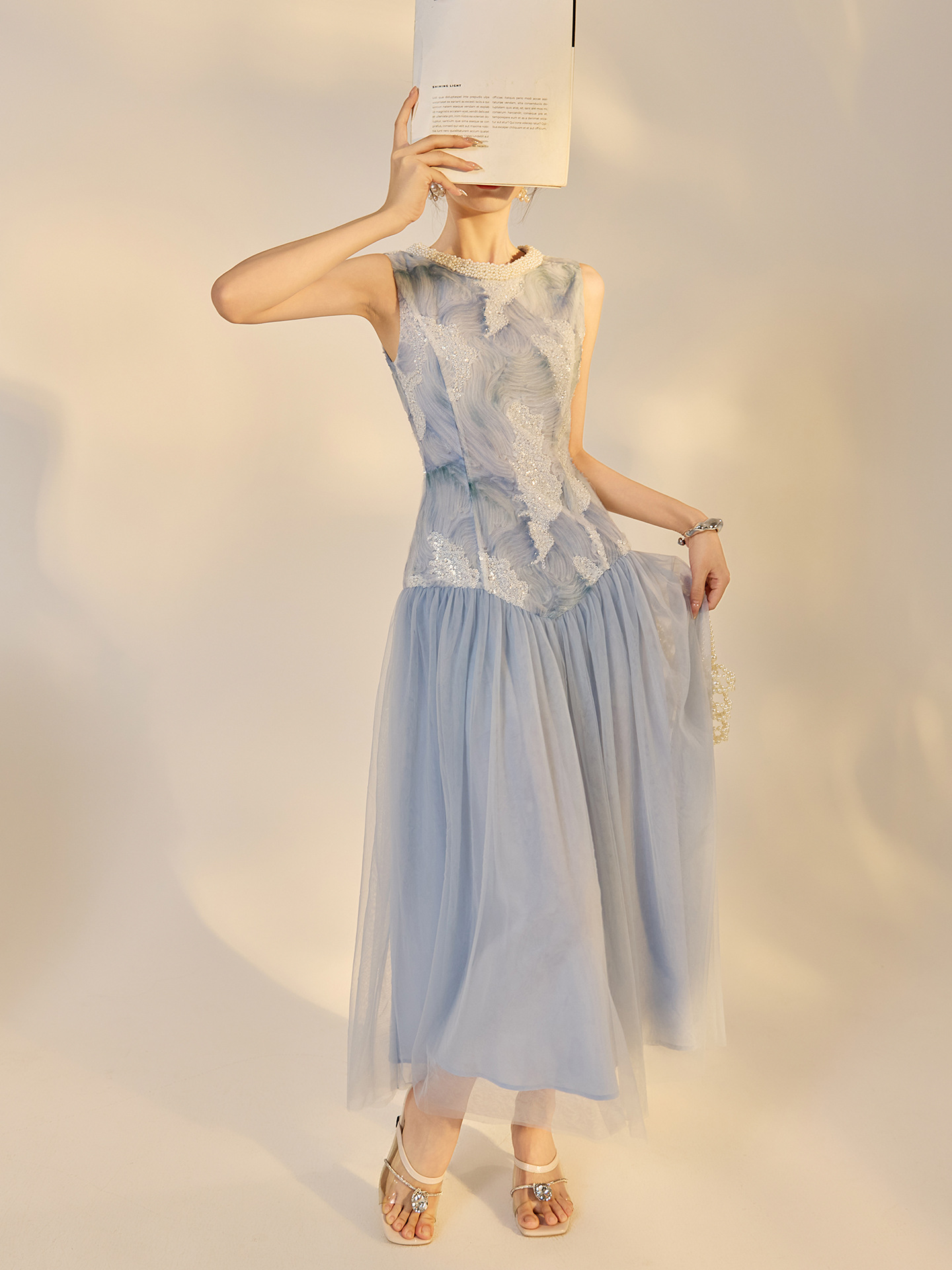 Đầm maxi không tay cao cấp — Màu xanh da trời