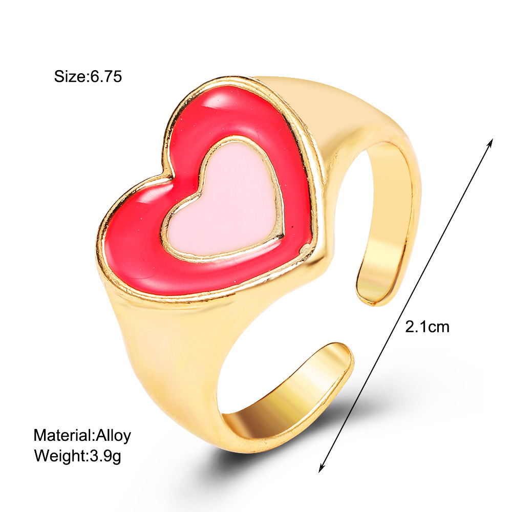 New Black And White Heart Ring Creative Geometric Oil Drop Index Finger Ring display picture 1