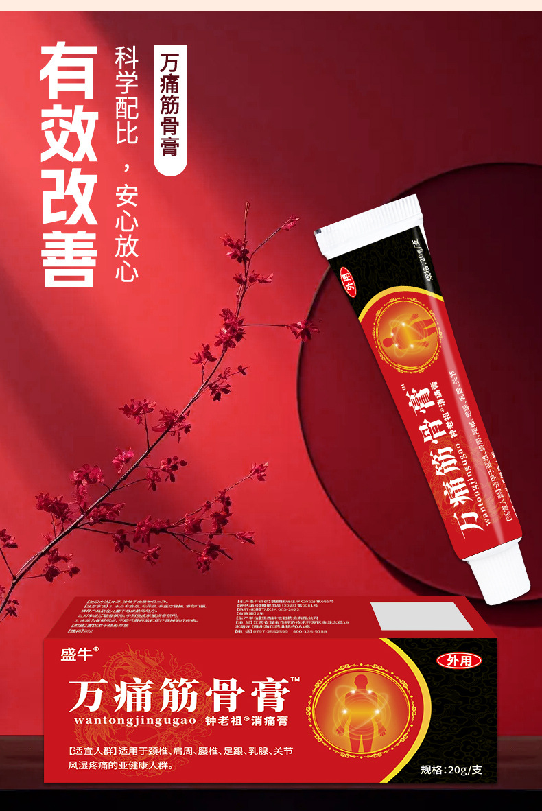 Wan Tong Jin Gu Pain Relief Cream External Herbal Balm for Neck Shoulder Waist Leg Knee 20ml in use
