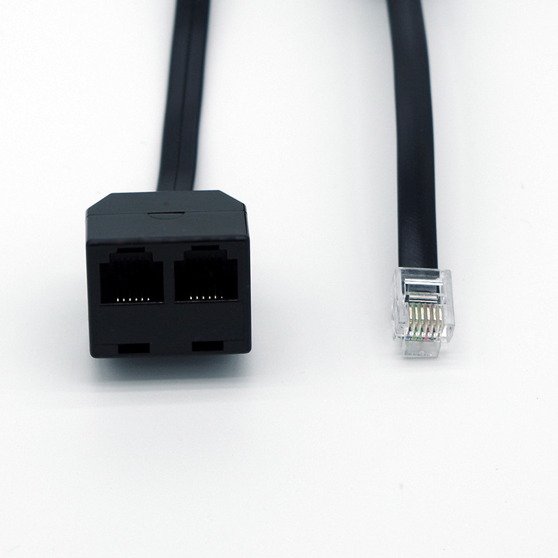 L102 6P6C RJ12˫�׵绰ת��ͷ 6о�绰������ ��ɫ����10cm�ɶ�
