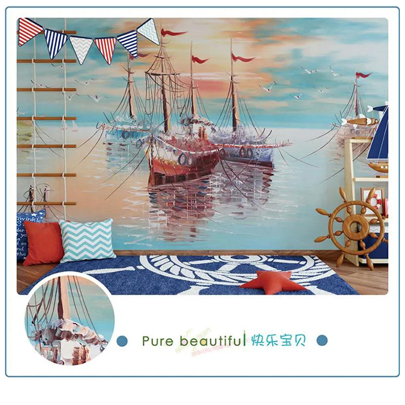 电视背景墙壁画墙布无缝厂家定制童趣卡通儿童房北欧现代沙发客厅