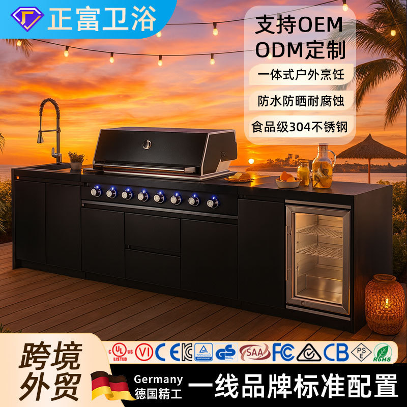 Courtyard Outdoor Cabinet North American Style Double-Door 304 Stainless Steel Modern Minimalist Light Luxury Pull-Out Basket Integrated Kitchen Cabinet Home Furniture