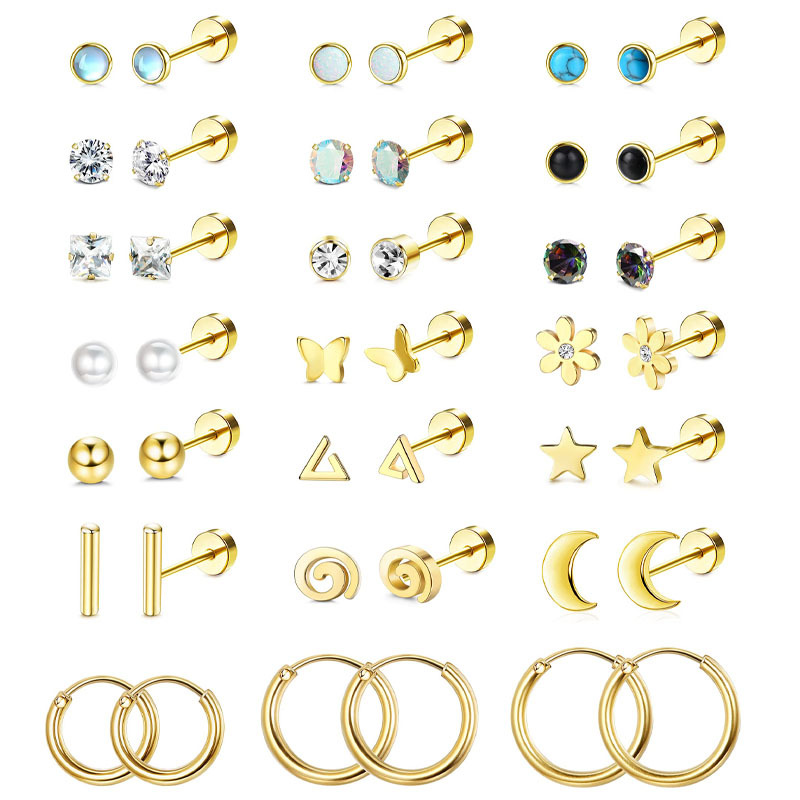 Amazon Cross-Border Cartilage Earring Set, Personalized Fashionable Trendy Earrings, Birthday Gift, Holiday Jewelry for Women, Stackable Wear