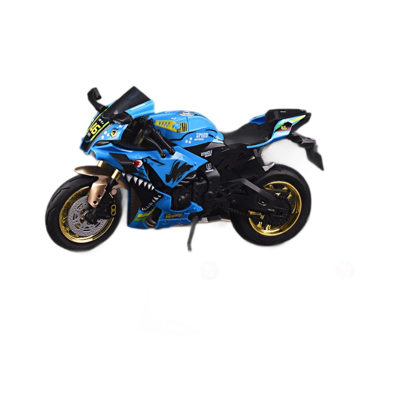 Material de aleación cuidadosamente seleccionado transfronterizo, proporción de modelo de automóvil, modelo de motocicleta, caja de color, combinación de stand, juguetes de motocicleta al por mayor
