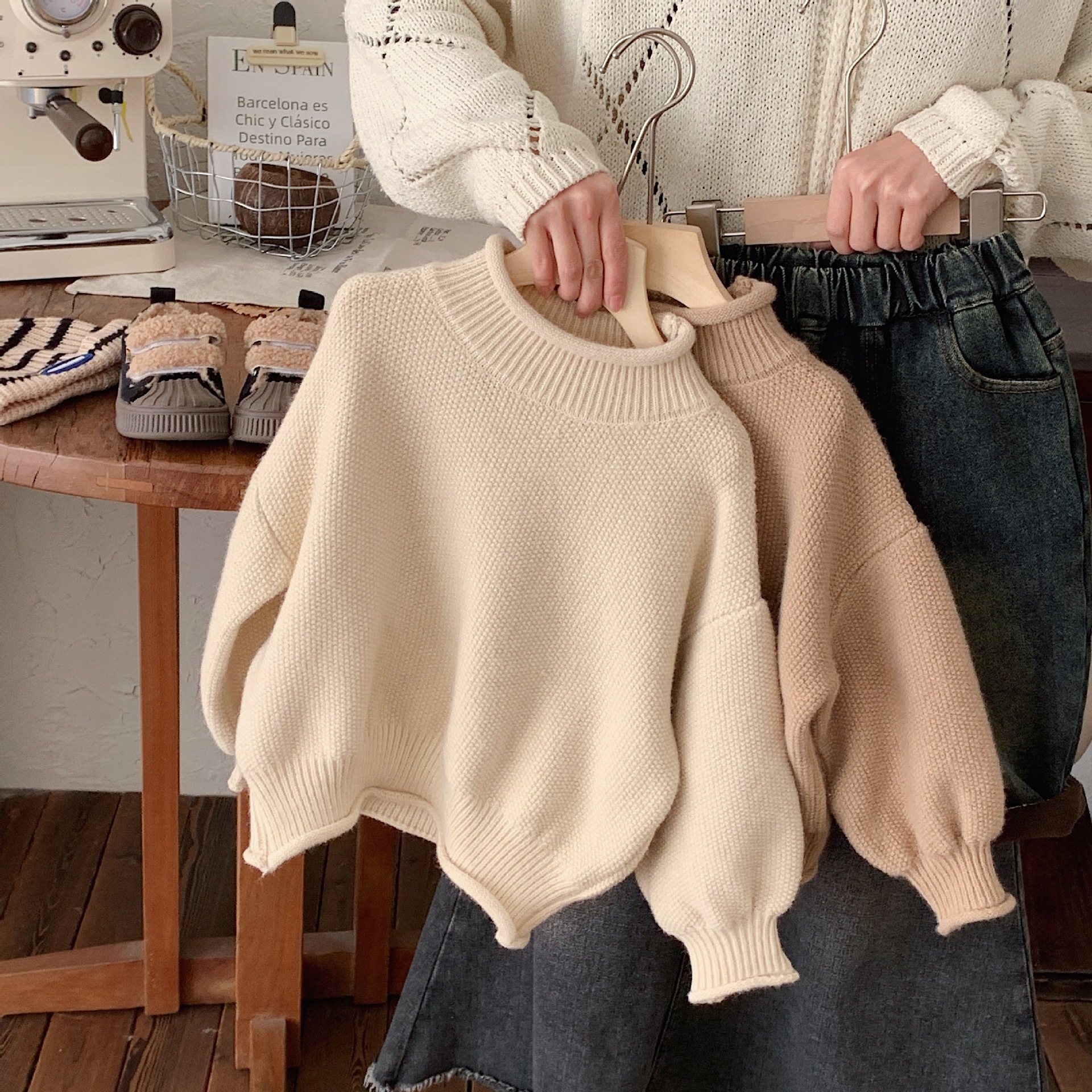 Children's Sweater 2023 Bangcheng Winter Edition Korean Boys' Solid Color Lazy Personalized Curled High Neck Bottom_voghion.com