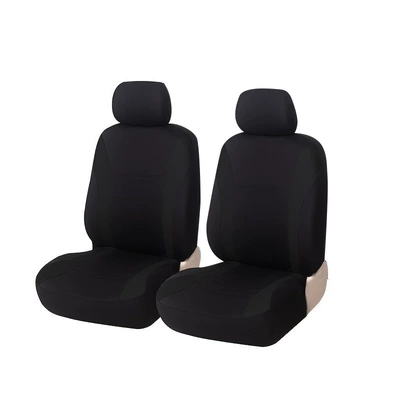 Cross-Border Four-Season Universal Single Seat 2-Piece Set + Double Seat 4-Piece Set Car Seat Cover with Waistline Design Fabric Cushion Cover (Universal seat cover) - black-2-piece-set-front-single-seat