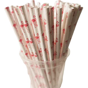 Disposable Paper Straw Hawaiian Summer Tortoise Leaf Flamingo Paper Straw Bronzing Cartoon Shape Straw Drink
