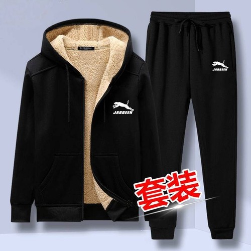 Men's Polar Fleece Sports Set with Additional Fleece and Thickenings,  Winter New Goat Fleece Warm Keeping Leisure Three-Piece Pants