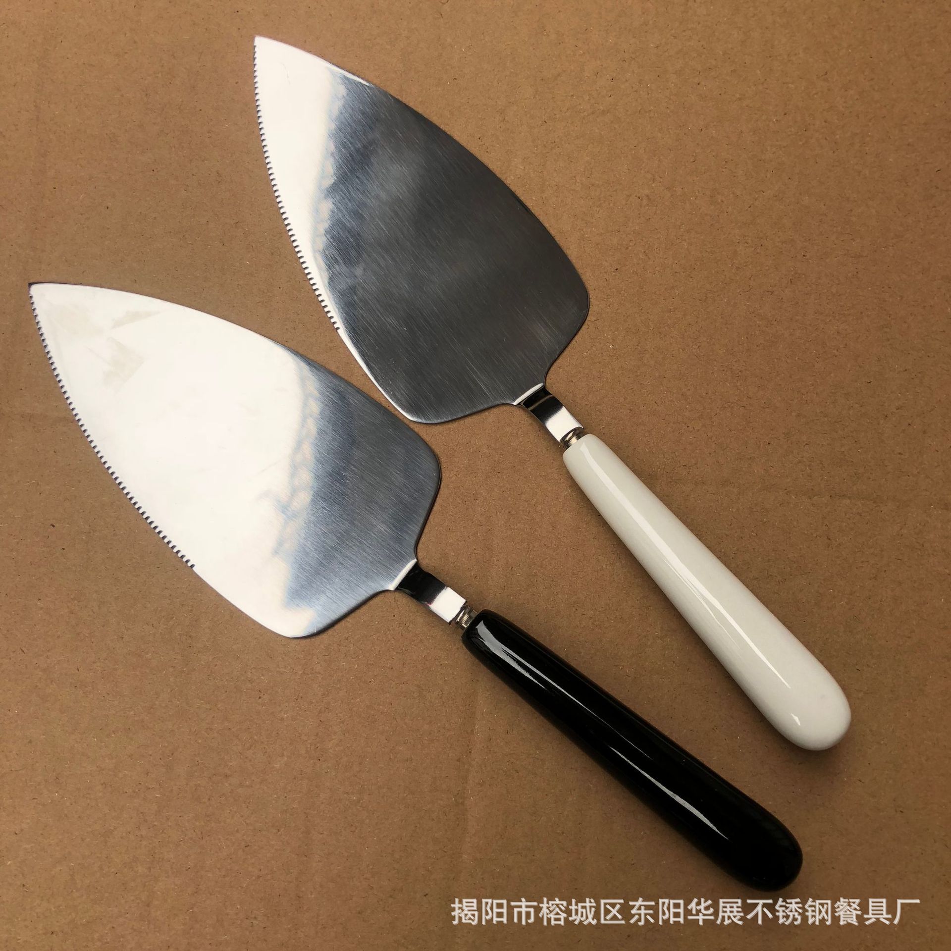 批发不锈钢430出口烘焙工具跨境陶瓷柄蛋糕铲子陶瓷把子披萨铲厂