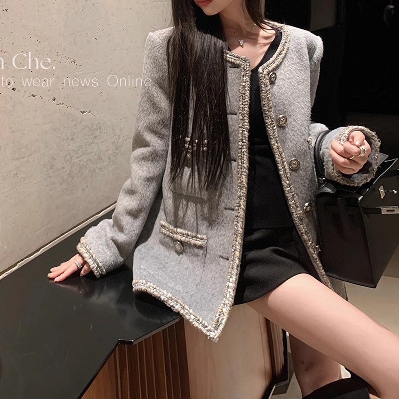 Tweed Style Woolen Outwear Women's Mid-Length 2025 New Autumn and Winter Petite French Socialite High-End Thick Top