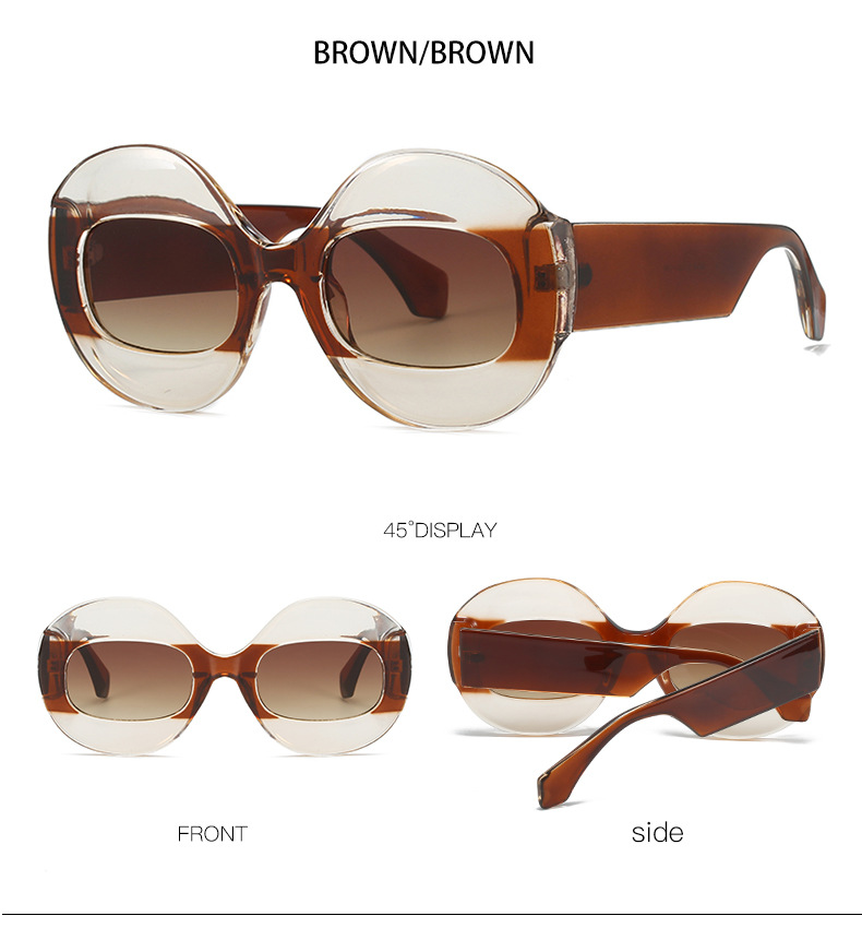 55g Weight Full Frame Glasses Structure Sunglasses Classification PC, UV400 Protection Lens Material Round Frame Glasses Style Daily Occasion Leopard Pattern Unisex Gender Patchwork Design Fashion Style Grey, Black Color Fashion Leopard PC UV400 Protection Round Frame Patchwork Full Frame Women's Sunglasses 7