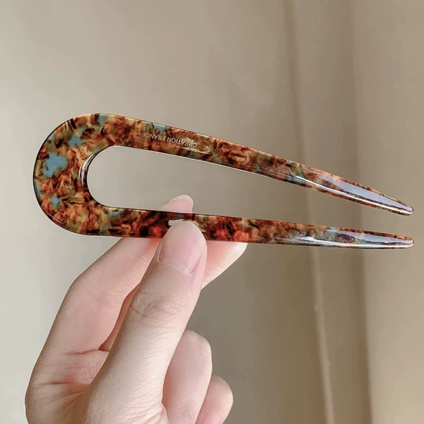 U-shaped hairpin-blue brown