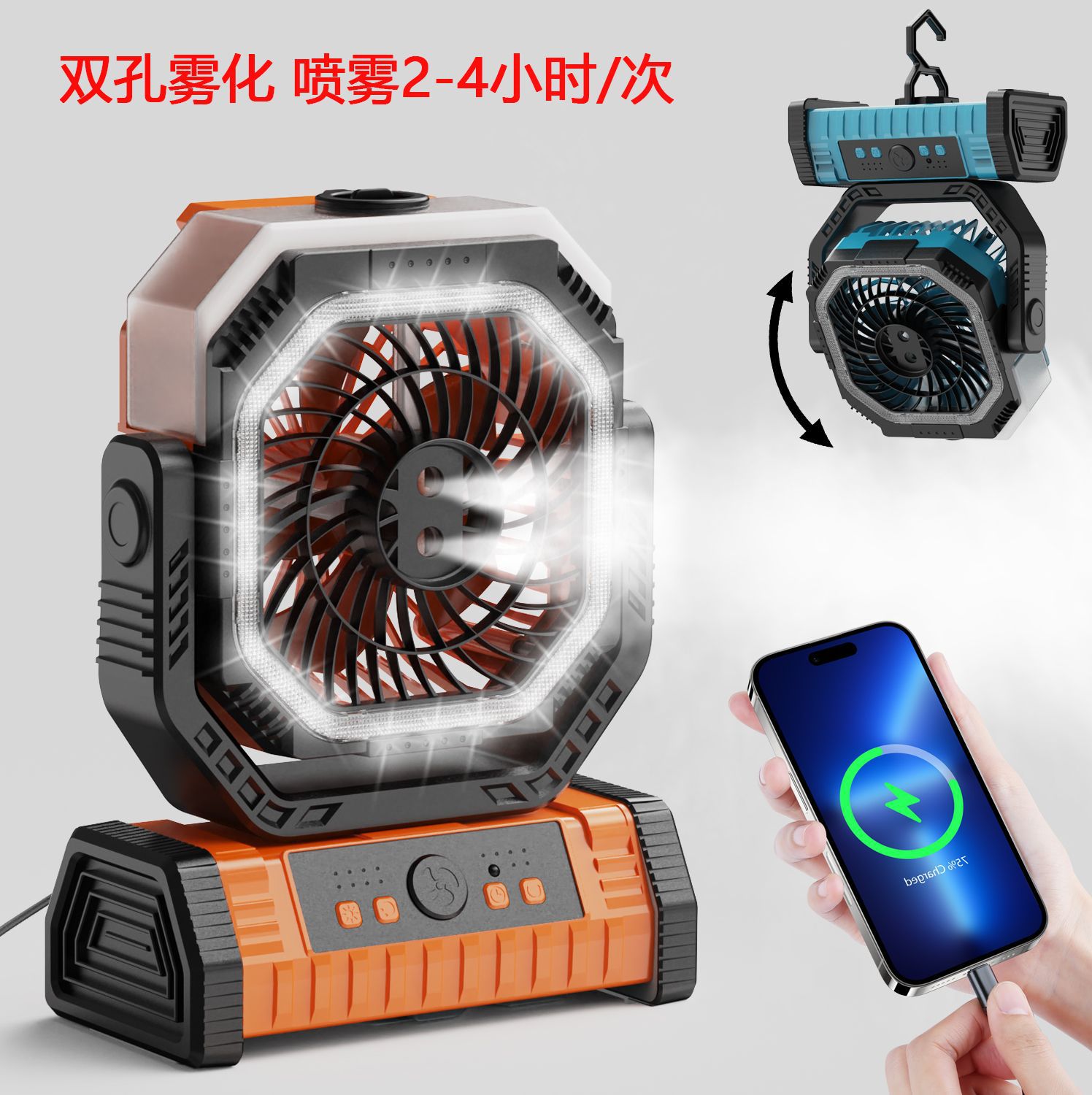 Transfronterizos para 2025 ventilador de pantalla recargable ventilador de camping ventilador portátil ventilador al aire libre