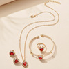 Fashionable universal pendant, necklace and earrings, bracelet, set, European style, with gem, 3 piece set, wholesale