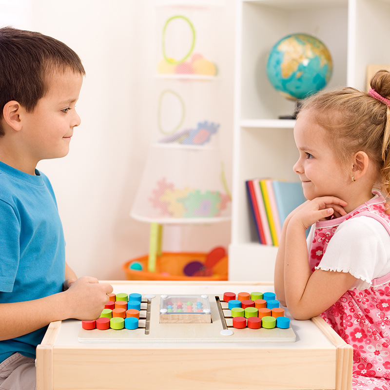 Madera Montessori Educación temprana, ayudas didácticas de madera, sacudir cuentas, rompecabezas, juguetes ocupados Montessori, tablero de equilibrio de batalla para niños