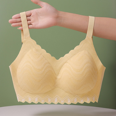 one fixed Small waves latex Underwear Small chest Gather Lace Bras Lotus leaf Beautiful back No trace Bras