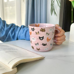 猫咪可爱陶瓷马克杯大容量家用陶瓷水杯卡通水杯牛奶咖啡杯杯子