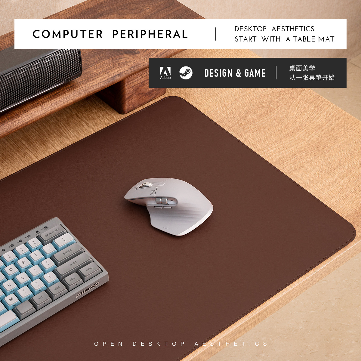 Alfombrilla de ratón de corcho y cuero (producto caliente), extra grande, para teclado y escritura, tapete de escritorio con bordes cerrados, con logo