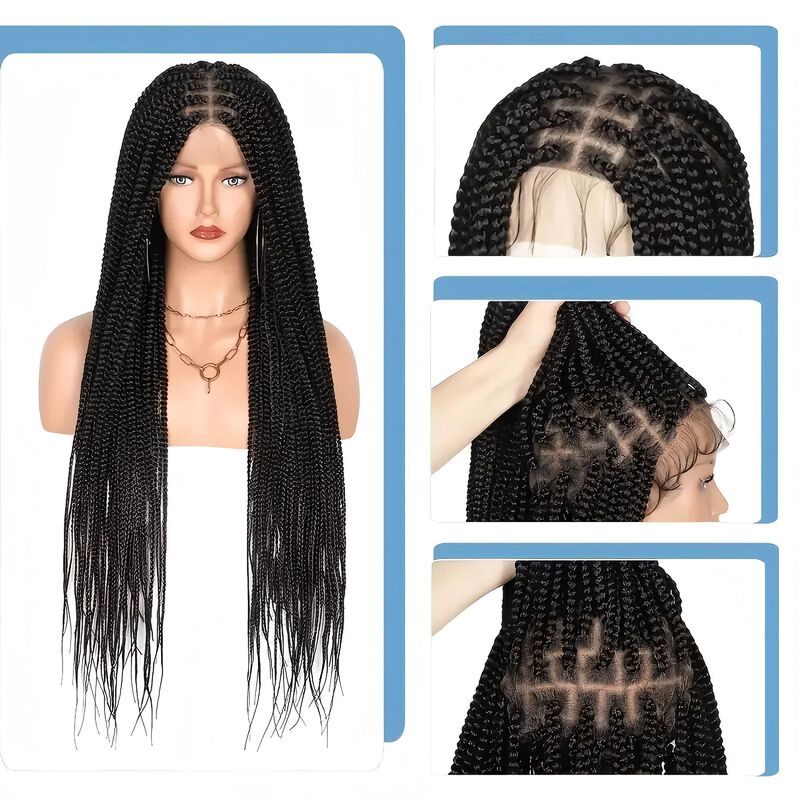 TEMUクロスボーダー外国貿易熱売レースおさげかつらレディースロングストレート化繊ヘッドカバーレースブレイドwig|undefined