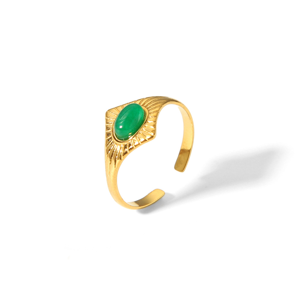 18K Gold Plating Color Adjustable Ring Size 1 Piece Quantity PVD Coated Real Gold Plated 18K Gold Rhombus 304 Stainless Steel Modern Style Waterproof Non Tarnish Open Rings