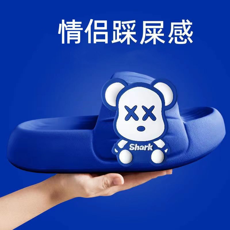 Zapatillas de deslizamiento para mujer verano desgaste suela gruesa dibujos animados pareja casa baño Baño zapatillas de suela blanda para hombres