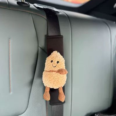 Car Interior Decoration Anti-Strangle Seat belt shoulder pad - coffee-velvet-bag-peanuts-1-black-velvet-shoulder-pad
