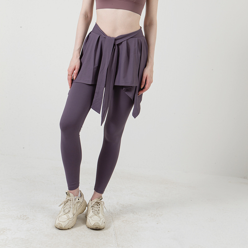 刘畊宏女孩运动收腹假两件瑜伽裤蜜桃高腰提臀弹力跑步训练健身服