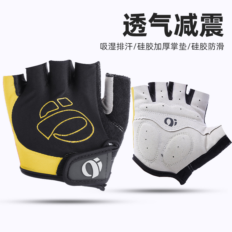 Venta al por mayor de una palabra metro medio dedo guantes bicicleta carretera bicicleta guantes a prueba de golpes ciclismo silicona dedo corto guantes