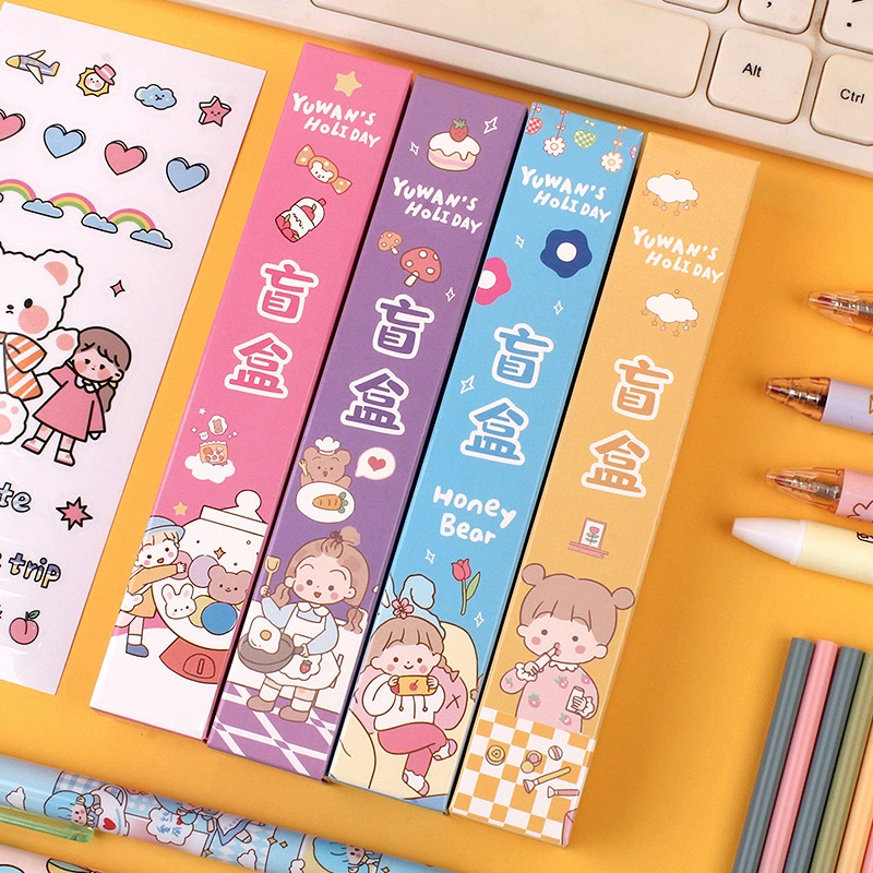 Чистая красная канцелярская Слепая Коробка нейтральная ручка мультфильм DIY Наклейка счастливая Подарочная коробка студент с призами коробка для сюрпризов набор из 4 шт.