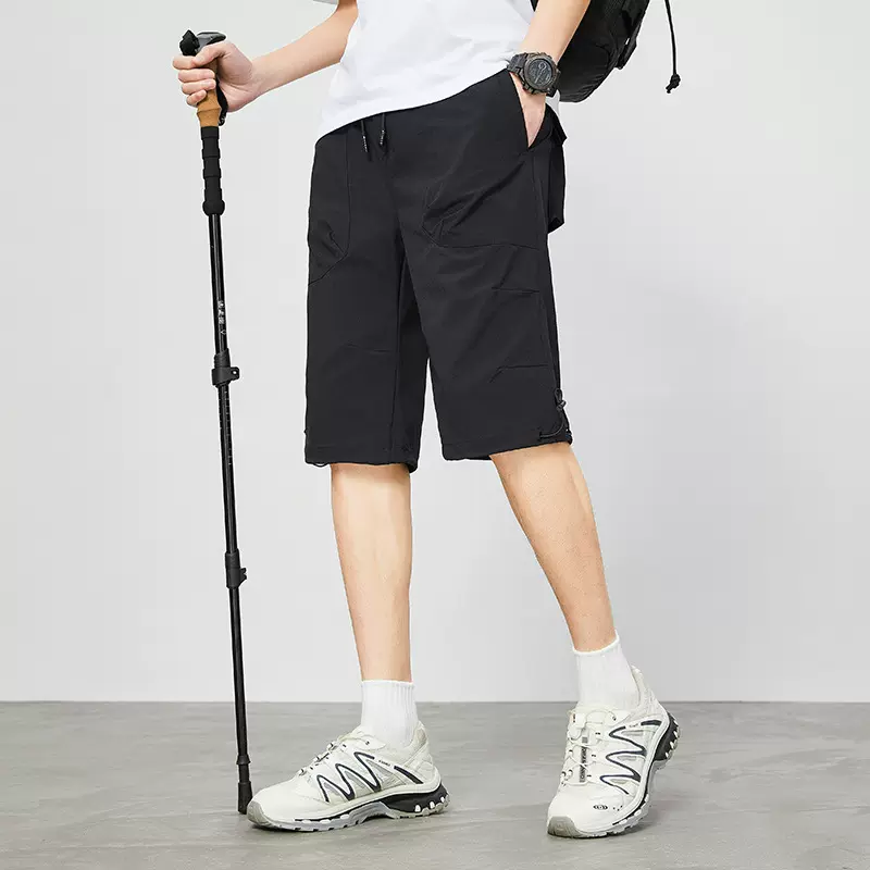 新款户外夏薄款直筒短裤男韩版百搭速干七分裤宽松直筒休闲短裤男