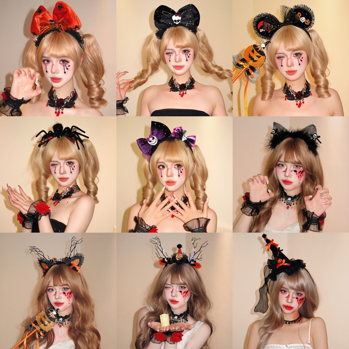 万圣节发箍头饰发光南瓜鹿角头箍搞怪拍照道具发饰节日装扮装饰品