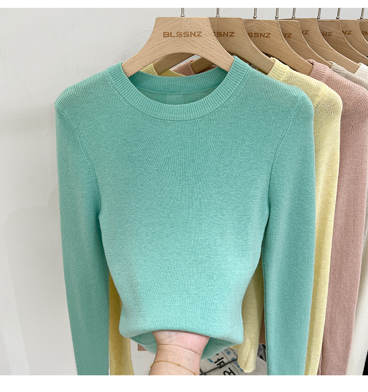 315g Weight Long Sleeve Sleeve Length Pullovers Placket Type Spandex, Polyester Fabric Type Short Top Length Knitwear Tops Type Daily Occasion Round Neck Neckline Slim Fit Type Solid Color Pattern Spring, Autumn Season Women's Gender Casual, Simple Style Style Wholesale Women's Casual Simple Style Solid Color Long Sleeve Sweaters & Cardigans 26