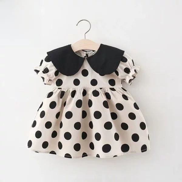 1238 children's clothing wholesale summer new full-size polka dot dress girls short sleeve skirt princess dress on sale