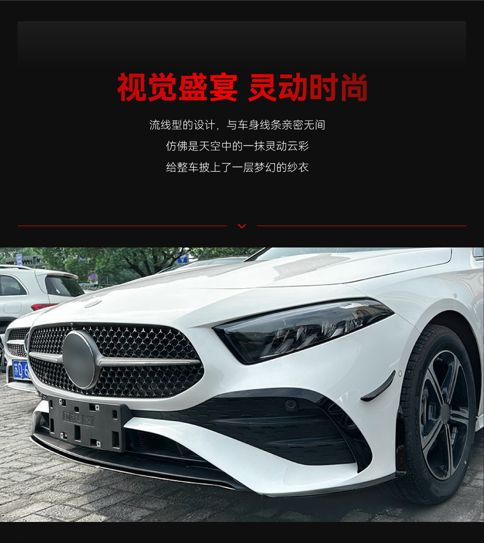 Suitable for 2023+ Mercedes-Benz A-Class W177 A180 A200 A35 Amg Front Splitter Front Lip Front Corner Cross-Border Modification