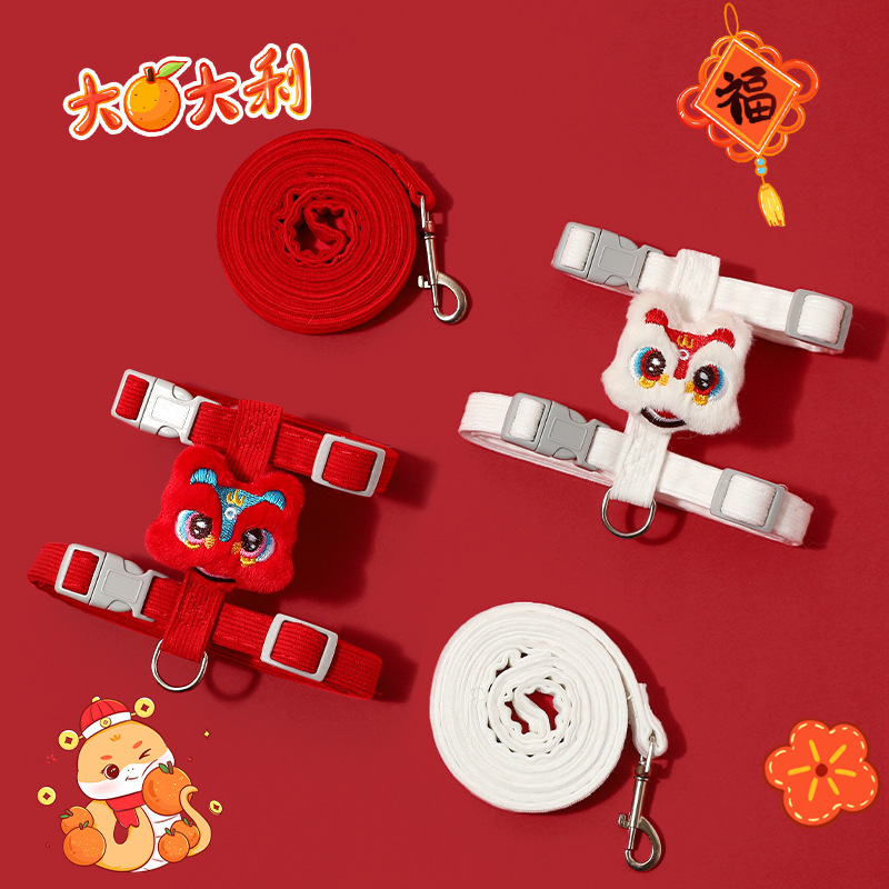 Guochao despierta león de Año Nuevo chino de viento mascota cuerda de tracción tipo I gato cuerda de tracción de Año Nuevo
