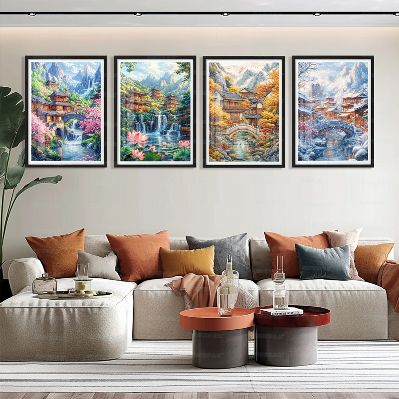 [Algodón importado] Mona Lisa real bordado cruzado primavera, verano, otoño, invierno pinturas decorativas simples bordadas a mano image 3