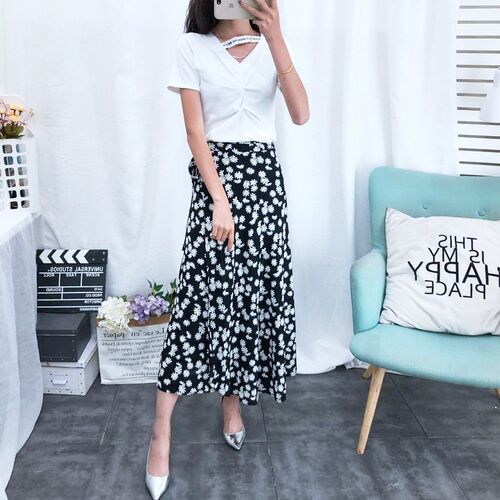 lace floral one-piece skirt medium and long summer vacation sunscreen beach dress high waist one-piece skirt wrap skirt
