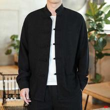 反季清仓中式秋季盘扣唐装衬衫复古休闲大码居士服长袖中国风男装