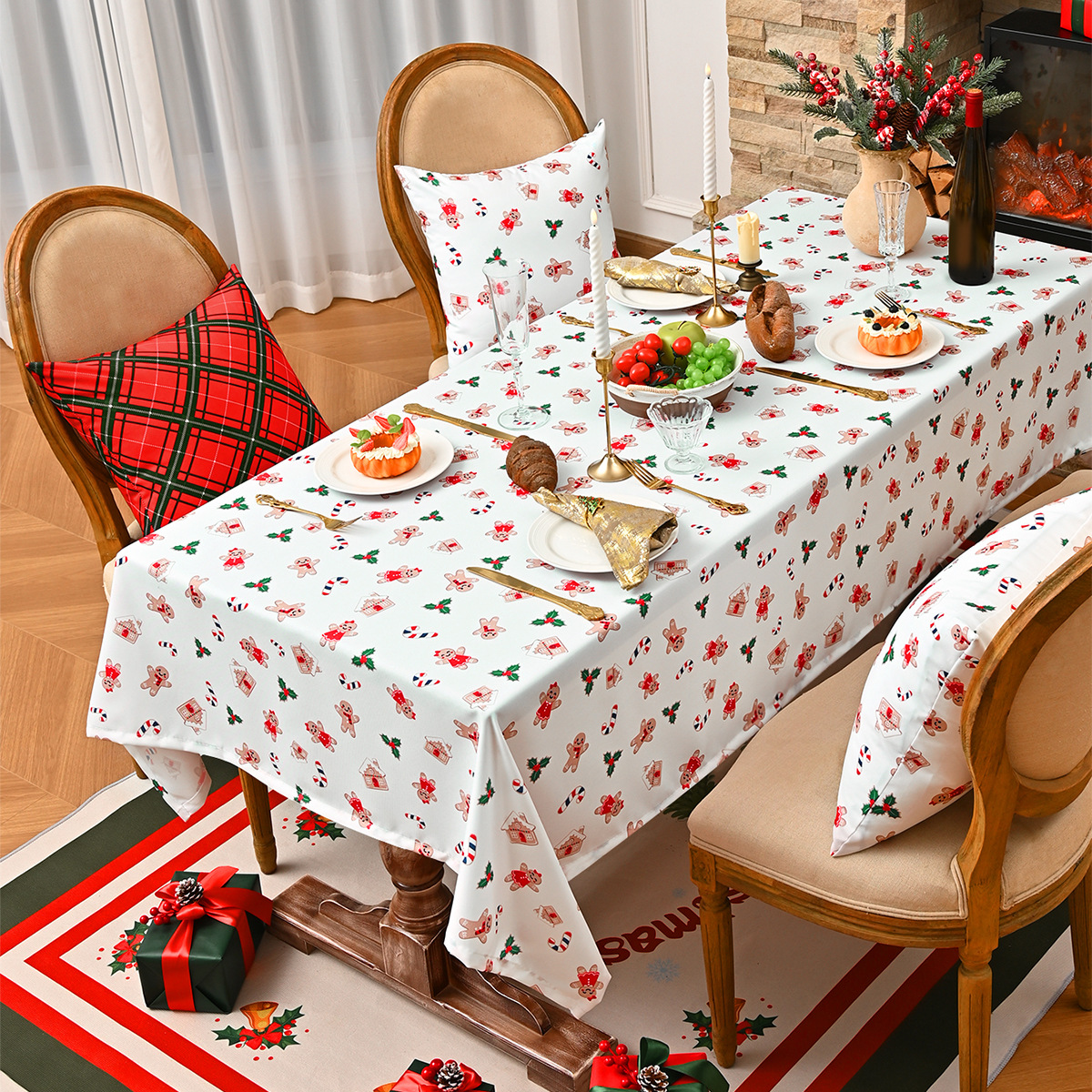 Nuevos manteles de Navidad transfronterizos Europeos y estadounidenses impresión de navidad manteles de fiesta decoración TEMU