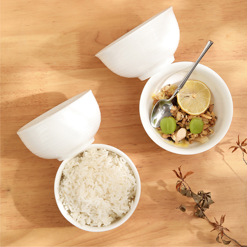 Ceramic Rice Bowl Soup Bowl Simple Solid Color New Chinese Style Tableware Household Creative Salah Bowl suit Underglaze Color Bowl